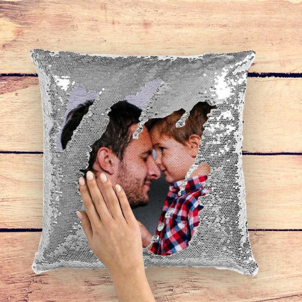 Custom Photo Magic Sequins Pillow Silver Color Sequin Cushion 15.75inch*15.75inch