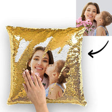 Custom Photo Reversible Magic Sequin Cushion Pillow for Mom 15.75inch*15.75inch