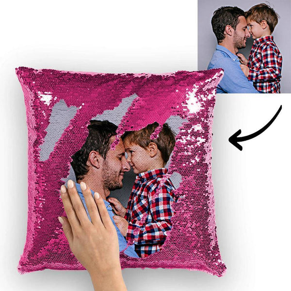 Custom Photo Magic Sequins Pillow Black Color Sequin Cushion Unique Gifts 15.75inch * 15.75inch