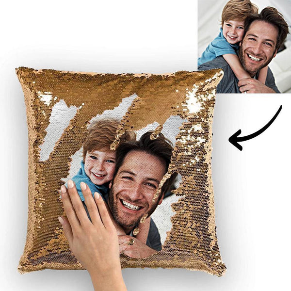 Custom Photo Magic Sequins Pillow Black Color Sequin Cushion Unique Gifts 15.75inch * 15.75inch
