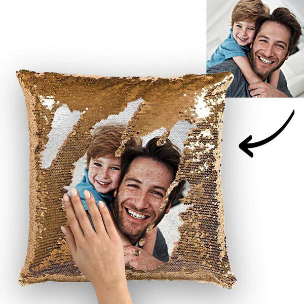 Custom Family Photo Magic Sequins Pillow Multicolor Sequin Cushion 15.75inch*15.75in