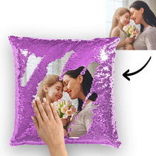 Custom Family Photo Magic Sequins Pillow Multicolor Sequin Cushion 15.75inch*15.75in