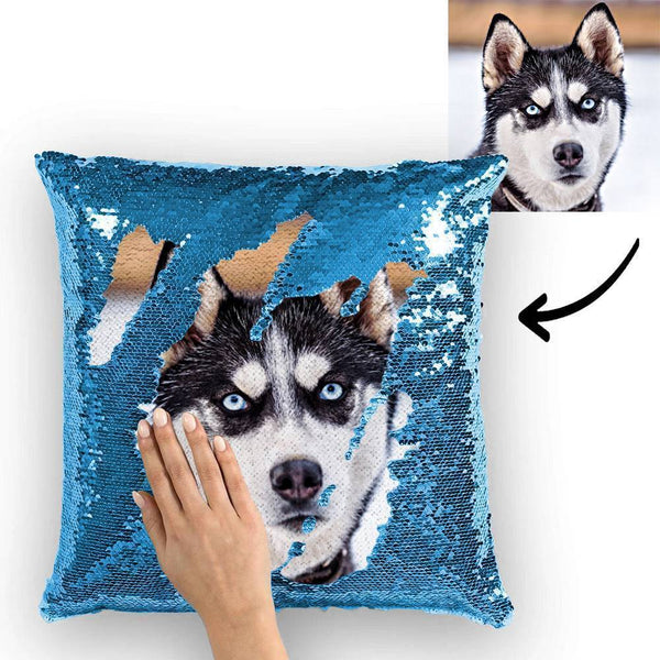 Custom Pet Photo Magic Sequins Pillow Multicolor Sequin Cushion 15.75inch*15.75inch