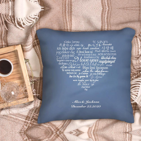 Custom Couple Pillows Gift I Love You Multiple Languages