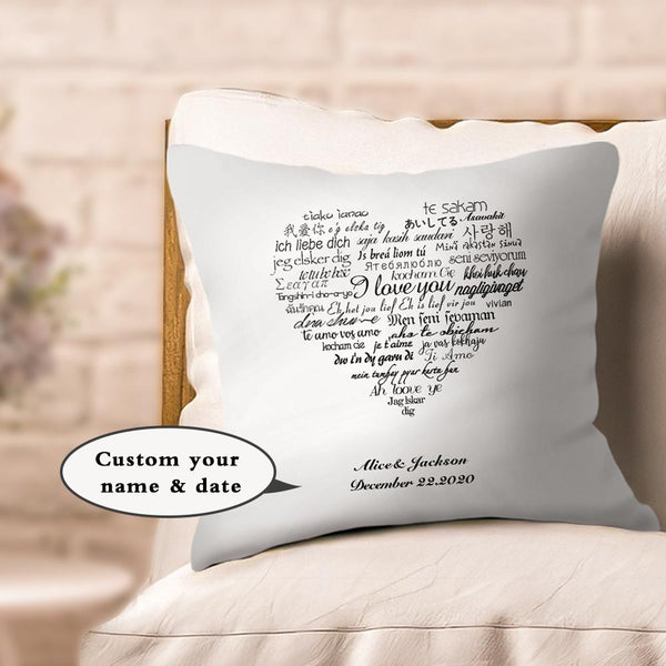 Custom Couple Pillows Gift I Love You Multiple Languages