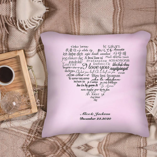 Custom Couple Pillows Gift I Love You Multiple Languages