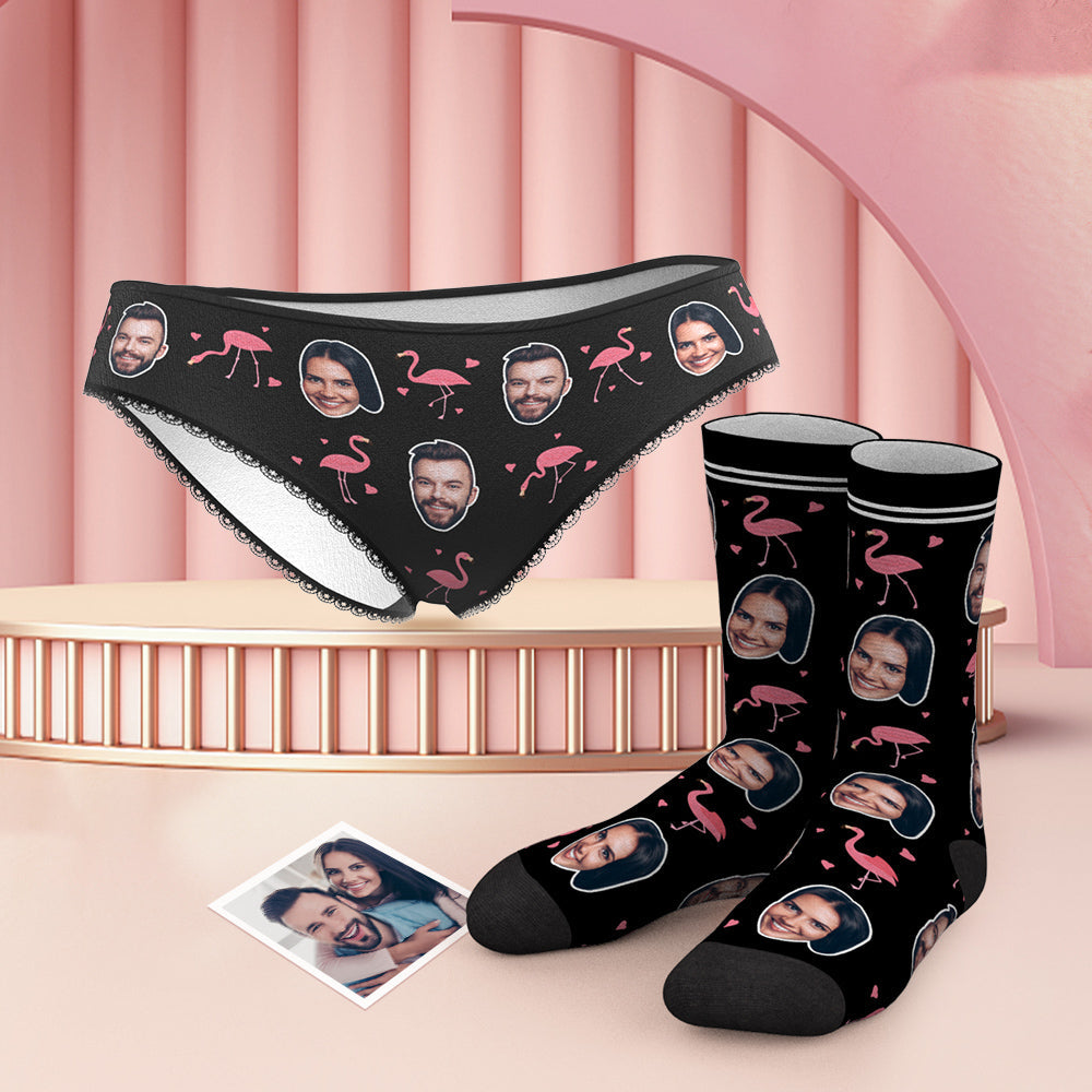 Custom Face Panties And Socks Set - Flamingo