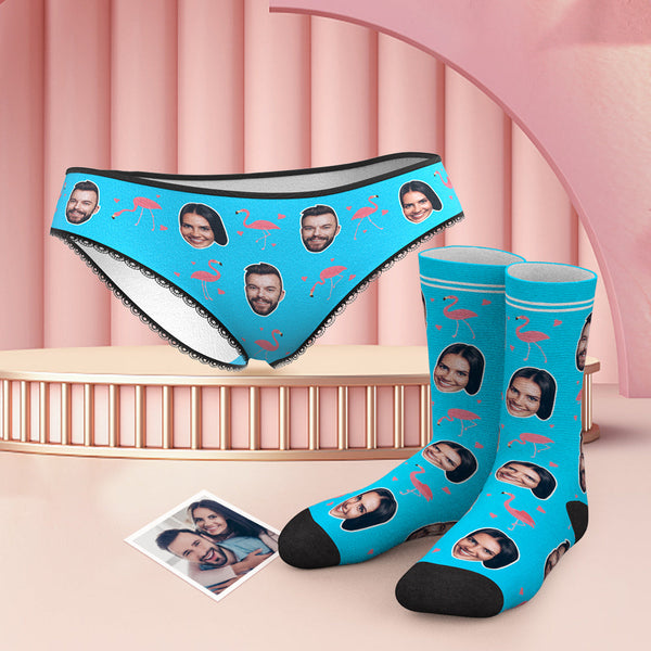 Custom Face Panties And Socks Set - Flamingo