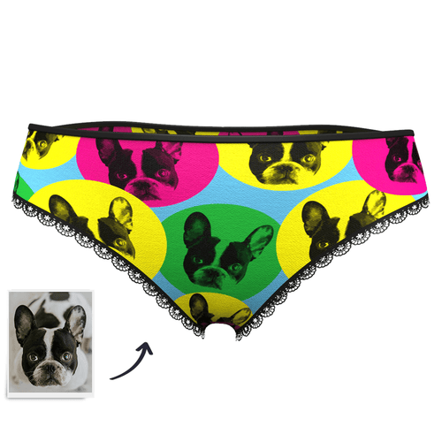 Women's Custom Face Womens Panties Colorful Dog