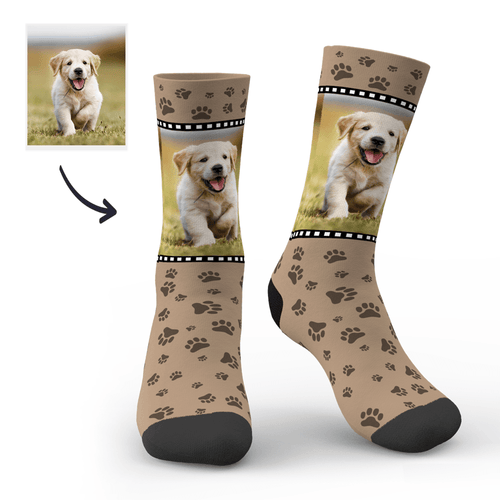 Custom Cute Dog Footprint Face sock - Unisex
