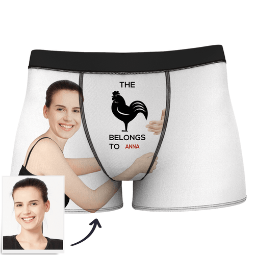 Men's Custom Girlfriends Love Hug Stripe Boxer Shorts With Text