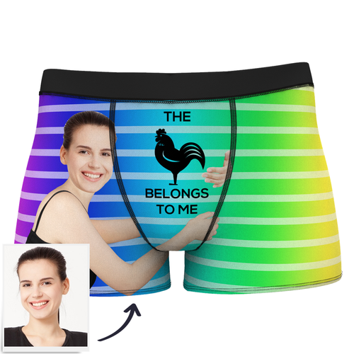 Men's Custom Girlfriends Love Hug Stripe Boxer Shorts