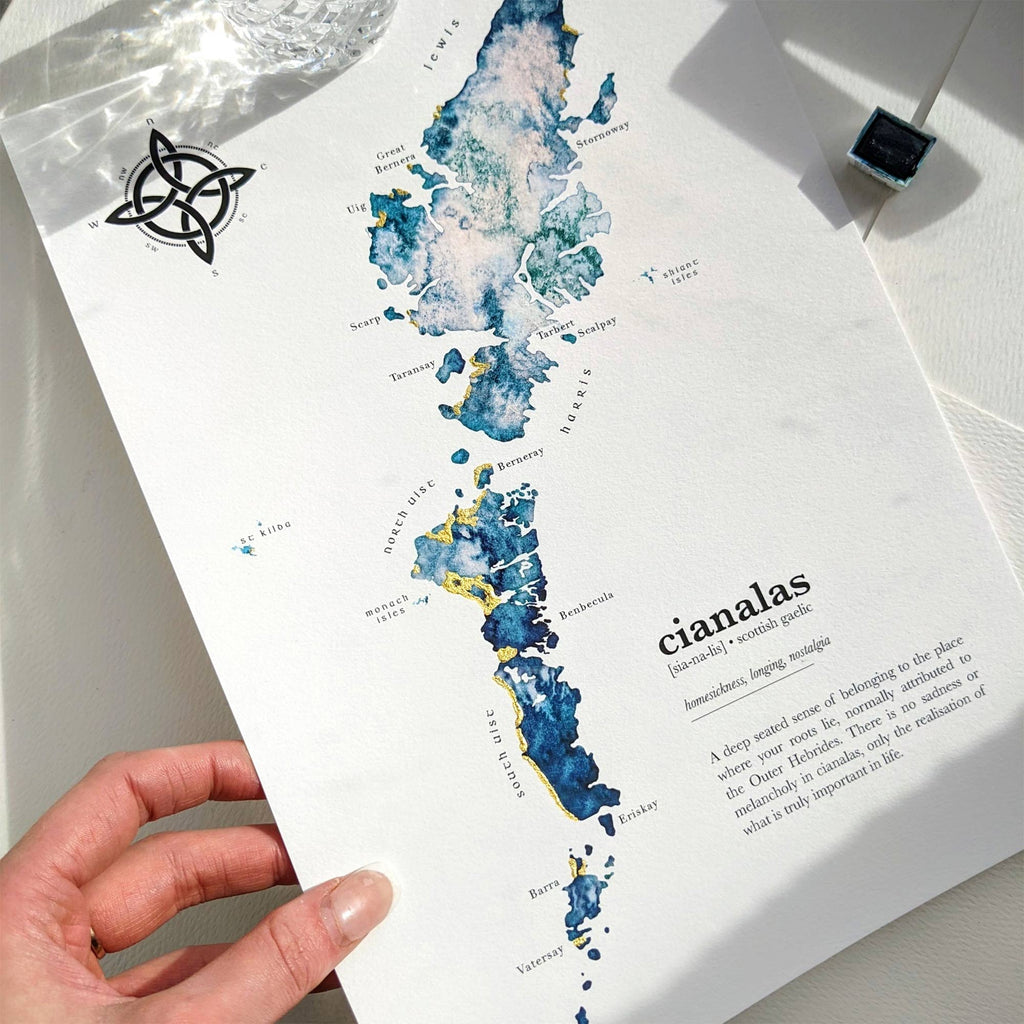 cianalas Outer Hebrides watercolour map 