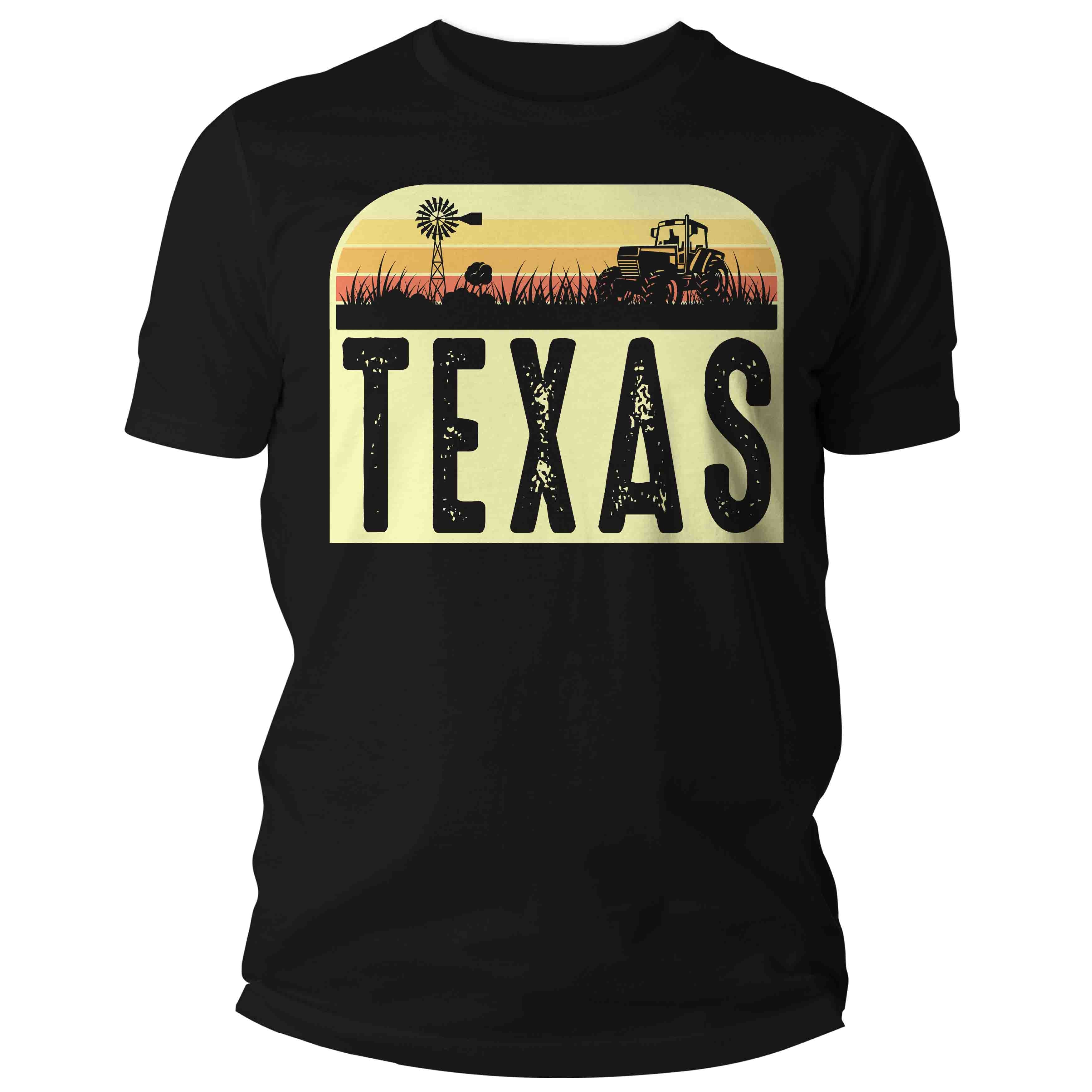 Men's Retro Texas Shirt Farm Tractor T Shirt Vintage State P