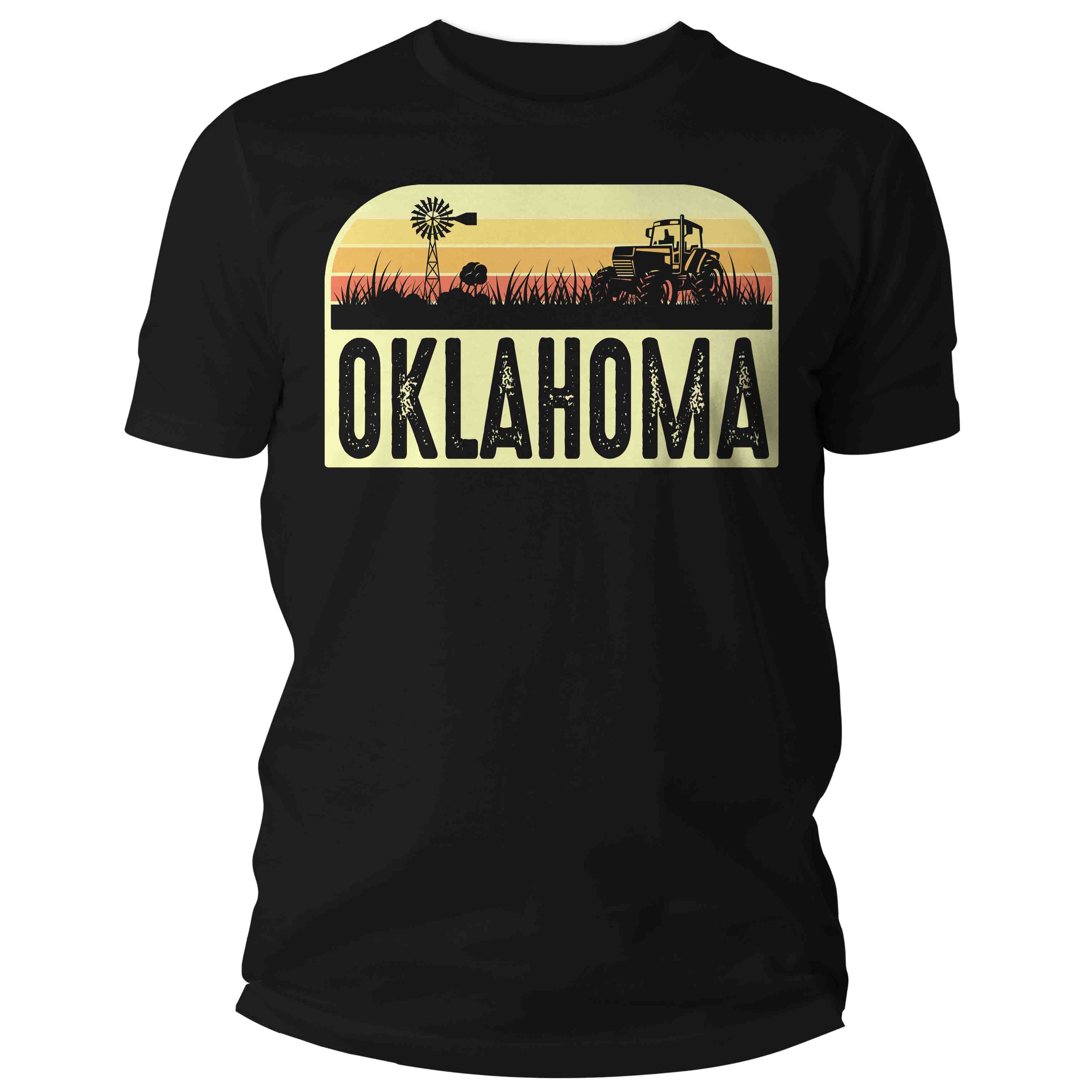 Men's Retro Oklahoma Shirt Farm Tractor T Shirt Vintage State Pride Farming Farmer Gift Oklahoma