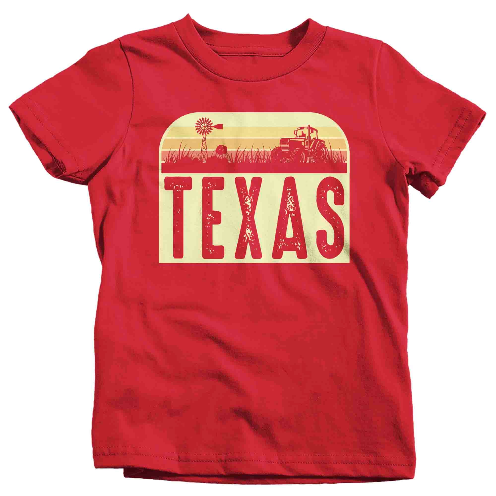 Kids Retro Texas Shirt Farm Tractor T Shirt Vintage State Pride 