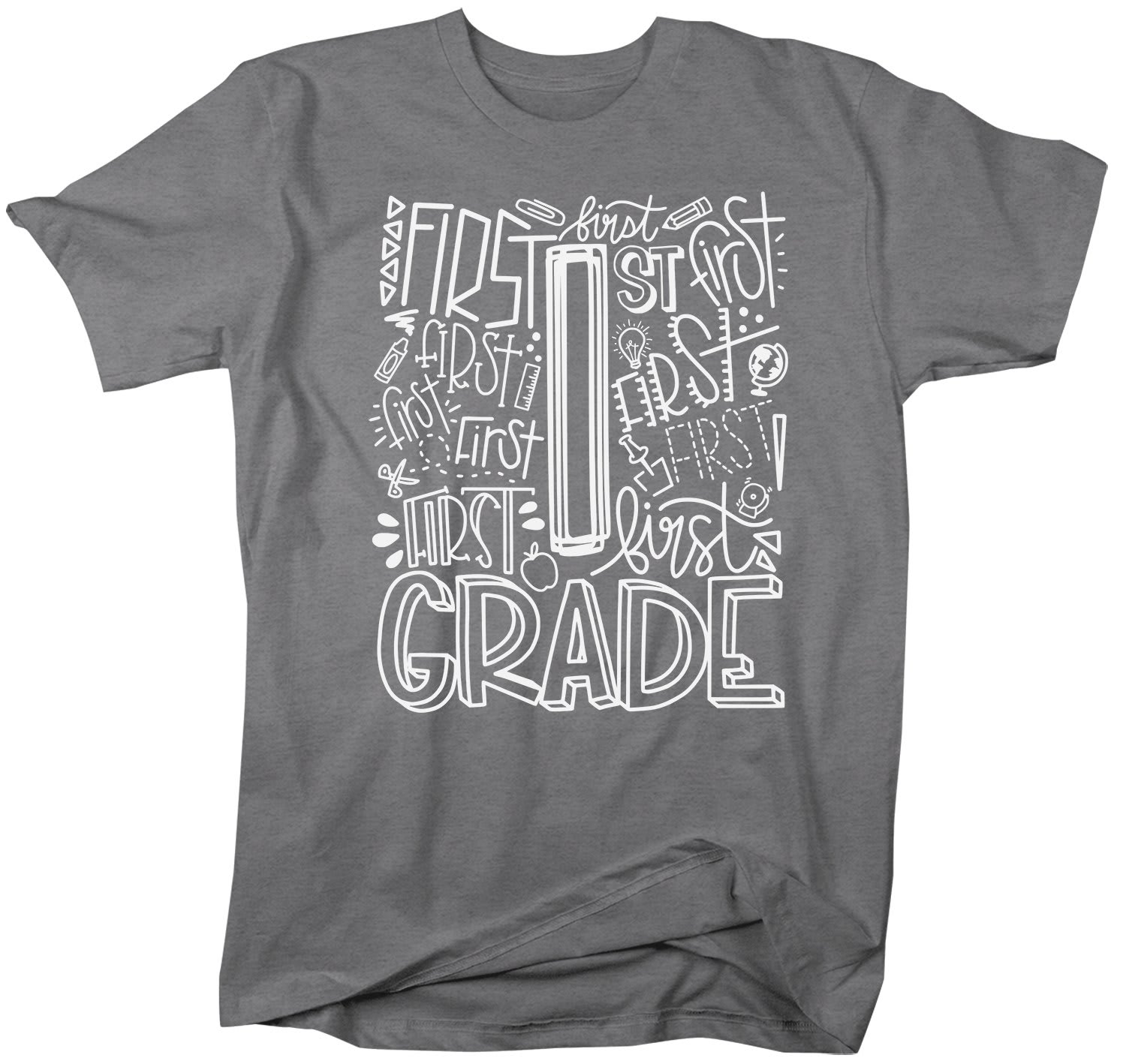 Men's First Grade Teacher T Shirt 1st Grade Typography T Shirt Cute Ba ...