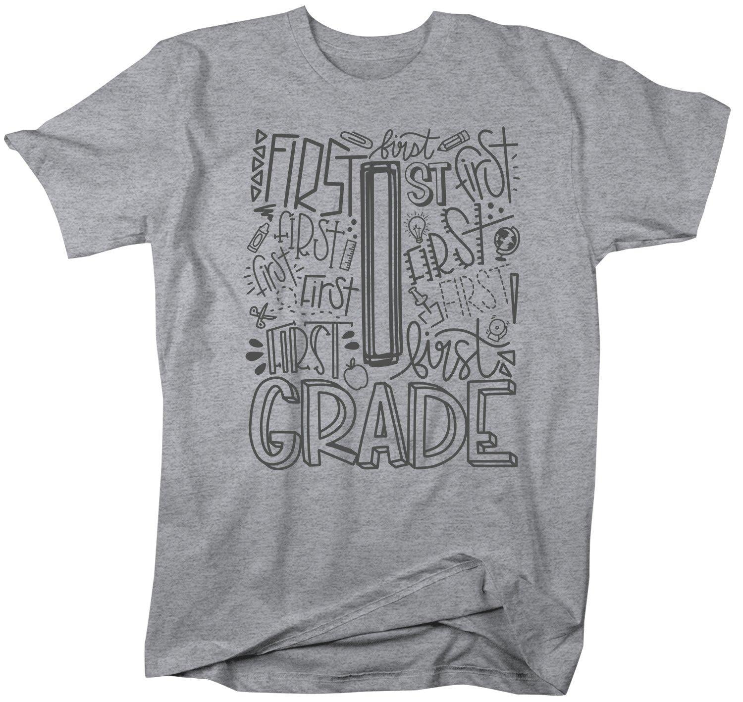 Men's First Grade Teacher T Shirt 1st Grade Typography T Shirt Cute Ba ...