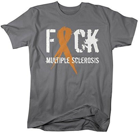 Shirts By Sarah Men's F*ck Multiple Sclerosis T-Shirt Orange Ribbon MS Shirt-Shirts By Sarah