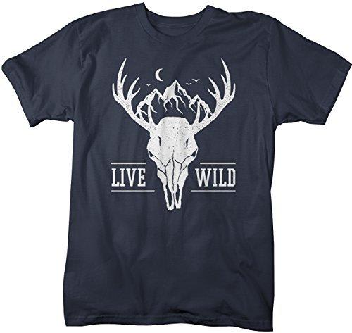 Shirts By Sarah Men's Live Wild Deer Skull T-Shirt Hipster Nature Shir ...