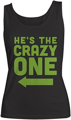 Shirts By Sarah Women's He's Crazy One Best Friend Mix Match Couples T-Shirt (Right)-Shirts By Sarah