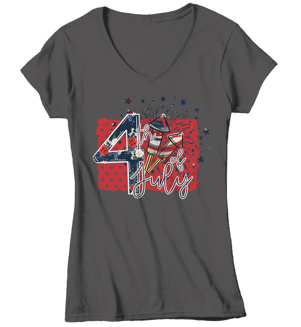 Women's 4th July T Shirt Firecracker Shirt Boho America Shirts Patriotic Shirt Fireworks Shirts-Shirts By Sarah