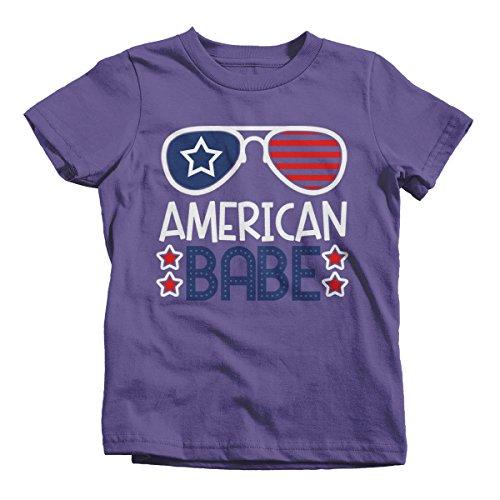 Shirts By Sarah Girl's American Babe 4th July Hipster T-Shirt Glasses Tee Shirts