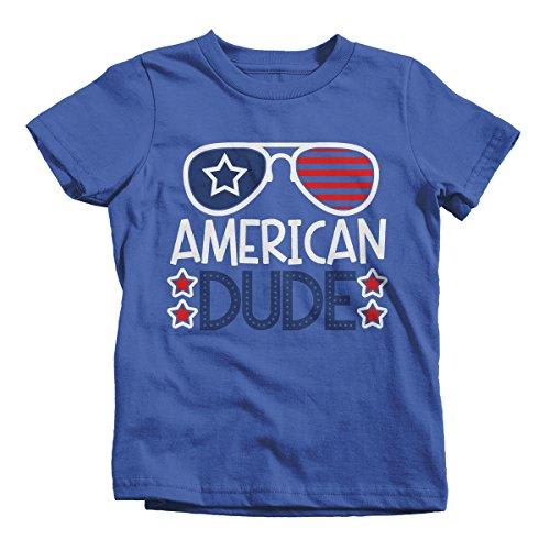 Boy's American Dude 4th July Hipster T-Shirt Glasses Tee Shi