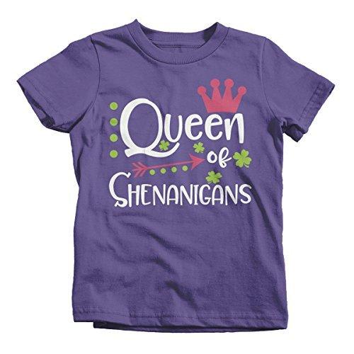 Shirts By Sarah Girl's Queen Of Shenanigans Funny T-Shirt ST. Patrick's Day Toddler Tee