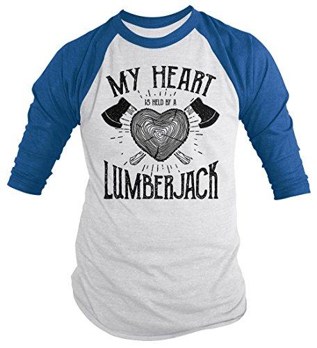 Men's Lumberjack T-Shirt My Heart Held by Tee Woodsman 3/4 S