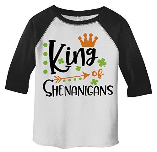 Shirts By Sarah Boy's Toddler King Of Shenanigans Funny T-Shirt ST. Patrick's Day Raglan Tee