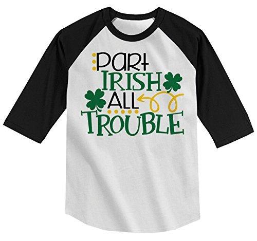 Shirts By Sarah Boy's Funny ST. Patrick's Day T-Shirt Part Irish All Trouble Raglan Tee