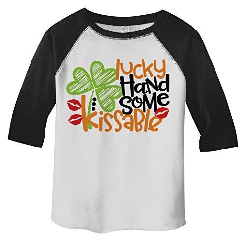 Shirts By Sarah Toddler Boy's Lucky Handsome Kissable T-Shirt ST. Patrick's Day Raglan Tee 3