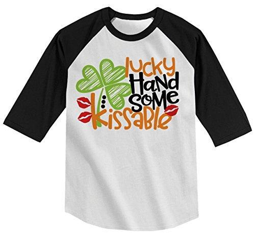 Shirts By Sarah Boy's Lucky Handsome Kissable T-Shirt ST. Patrick's Day Raglan Tee