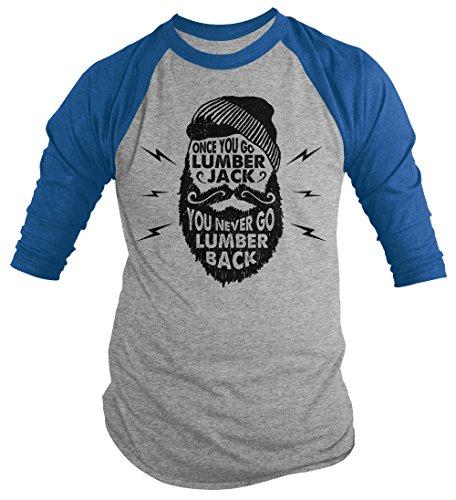 Men's Funny Lumberjack T-Shirt Never Lumber Back Woodsman Tee 3/4 Sleeve Raglan