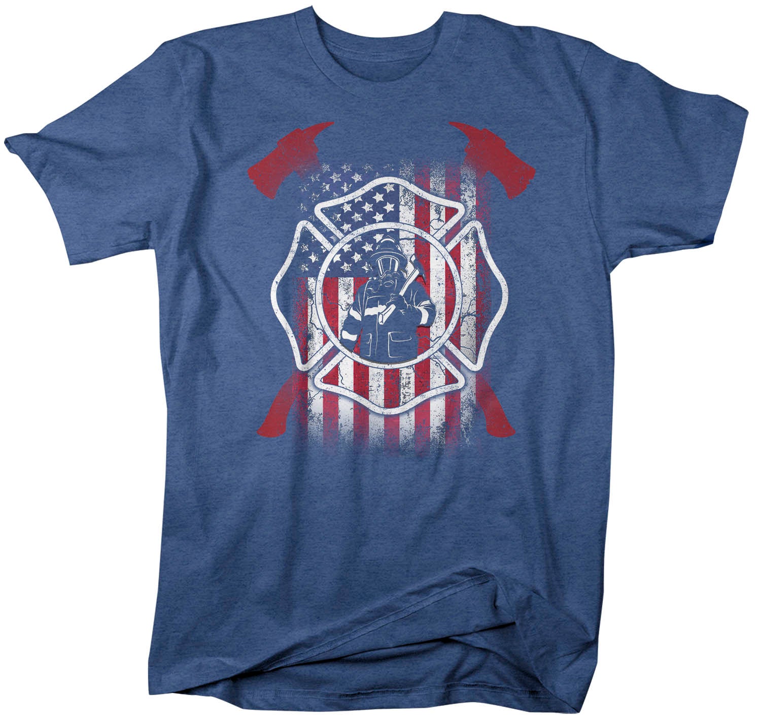 Men's Firefighter Shirt American Firefighter T Shirt Gift Idea Flag Patriotic Fireman Gift U.S. 