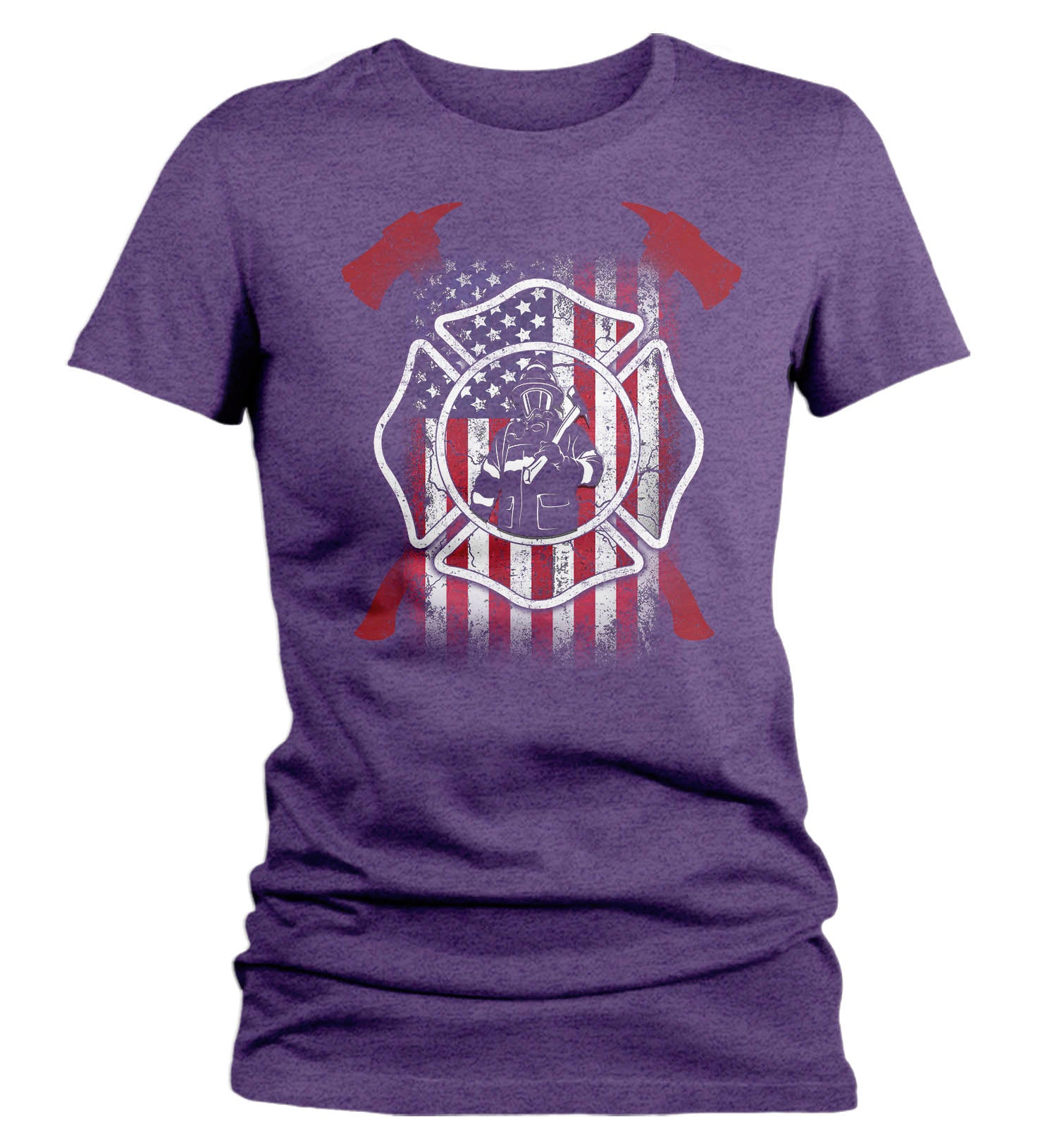 Women's Firefighter Shirt American Firefighter T Shirt Gift Idea Flag Patriotic Fireman Gift U.S