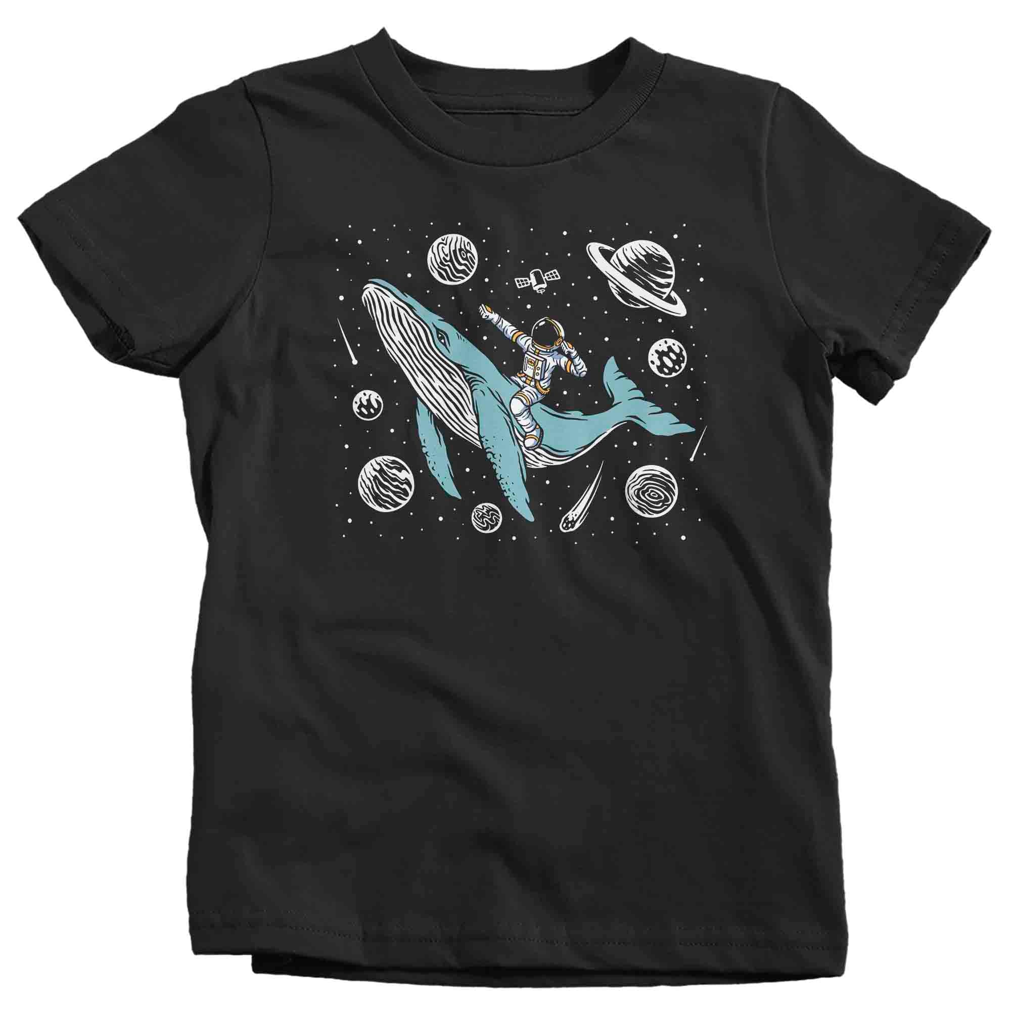 Kids Astronaut Shirt Humpback Whale T Shirt Streetwear Tee Space TShirt Planets Ride Whale Space Boy