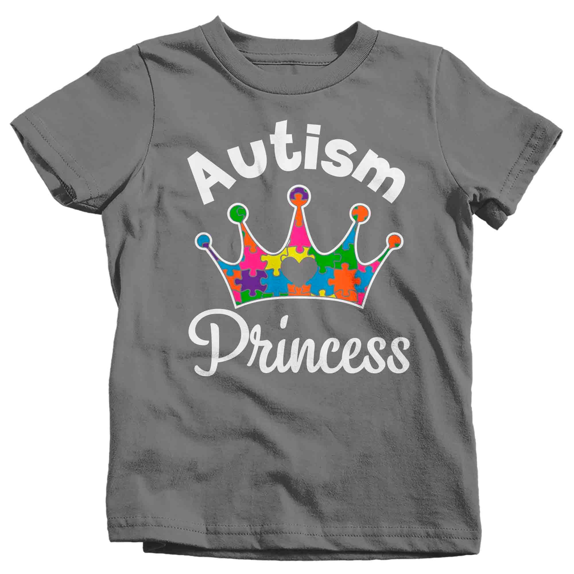 Kids Autism Princess T Shirt Puzzle Rainbow Shirt Colorful Crown Tee Autism Awareness Month April Au