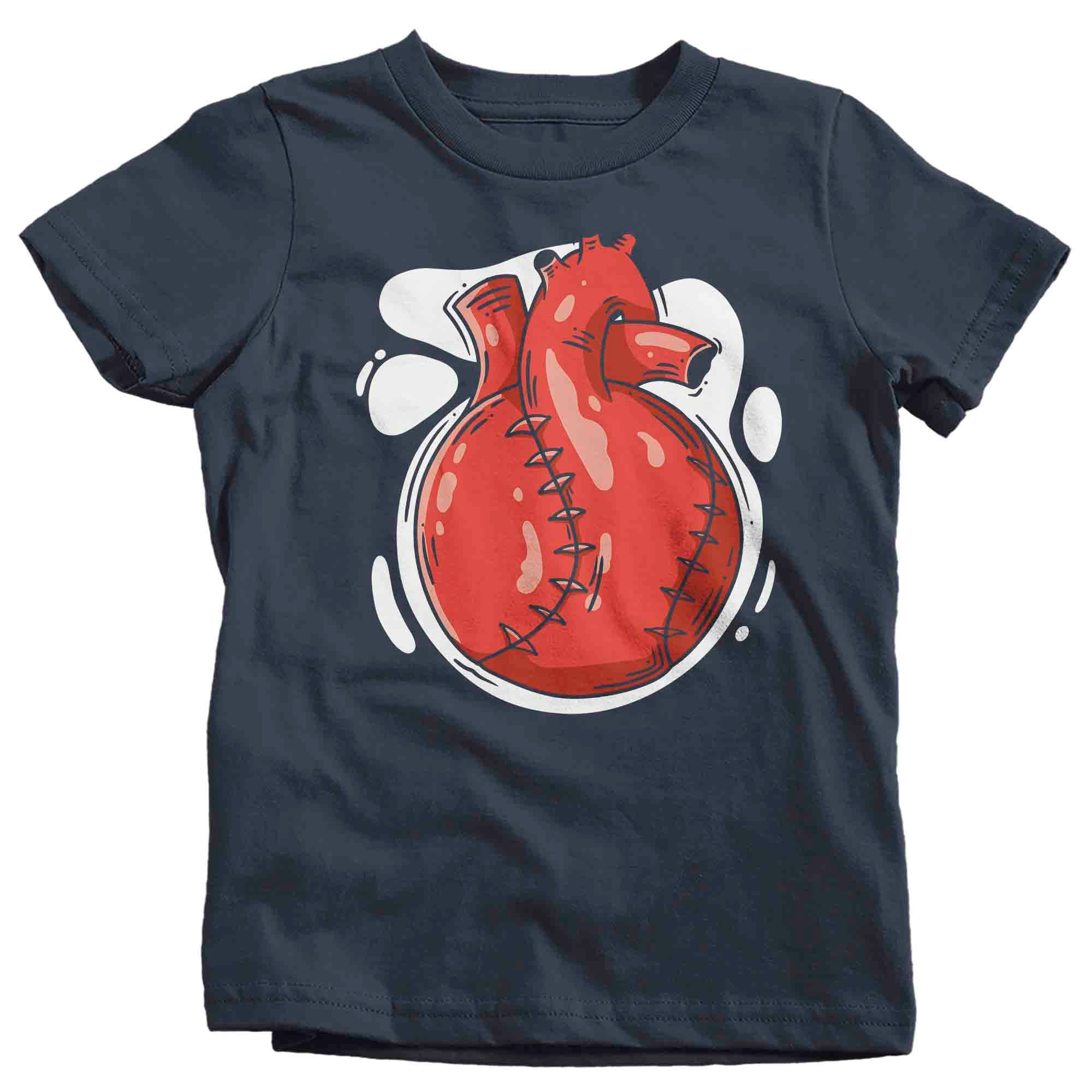 Kids Baseball T Shirt Funny Softball Shirt Heartbeat Heart Bleed