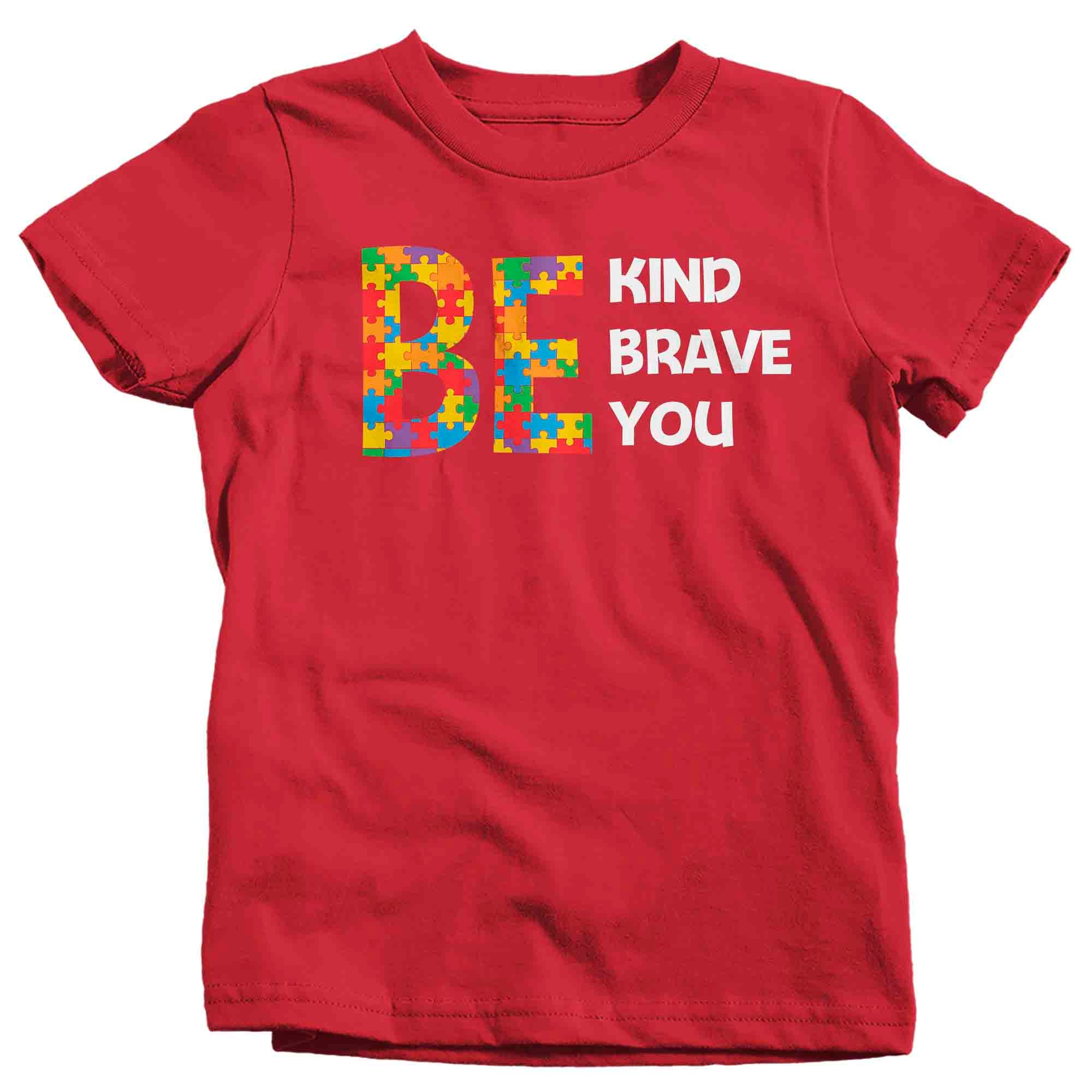 Kids Autism T Shirt Be Kind Brave You Shirt Inspirational T-Shirt Spectrum Disorder TShirt Autistic 