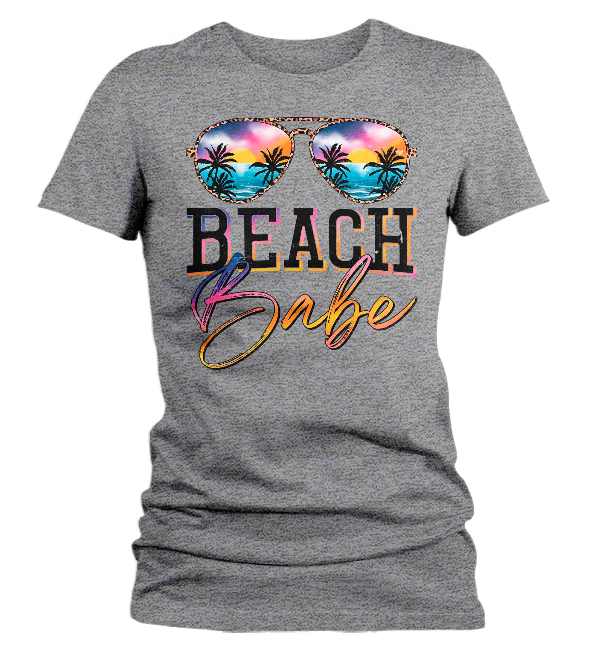 Women's Beach Babe T Shirt Summer Shirts Sunglasses Palm Tree Vacation TShirt Vacay Ladies Soft 