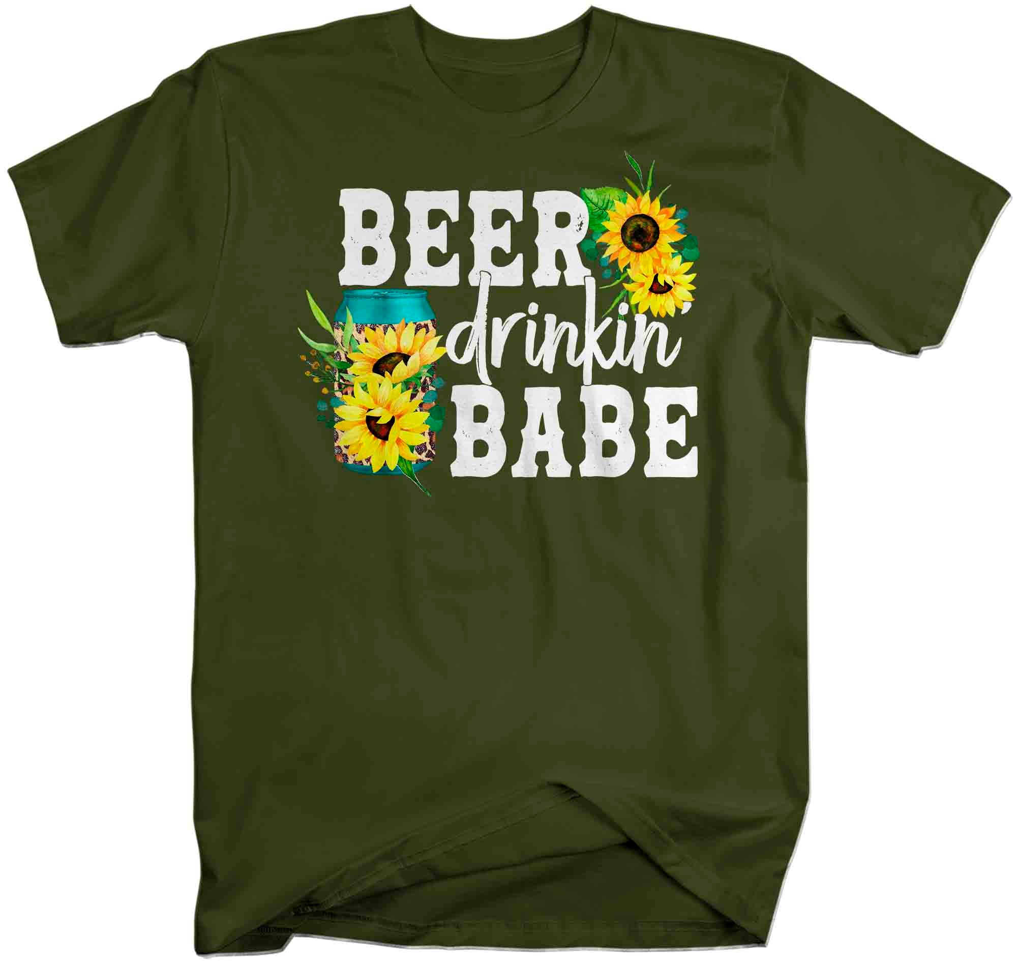 Men's Western T Shirt Southern Tee Beer Drinkin Babe Shirt Turquoise Camper Boating Cute Summer 