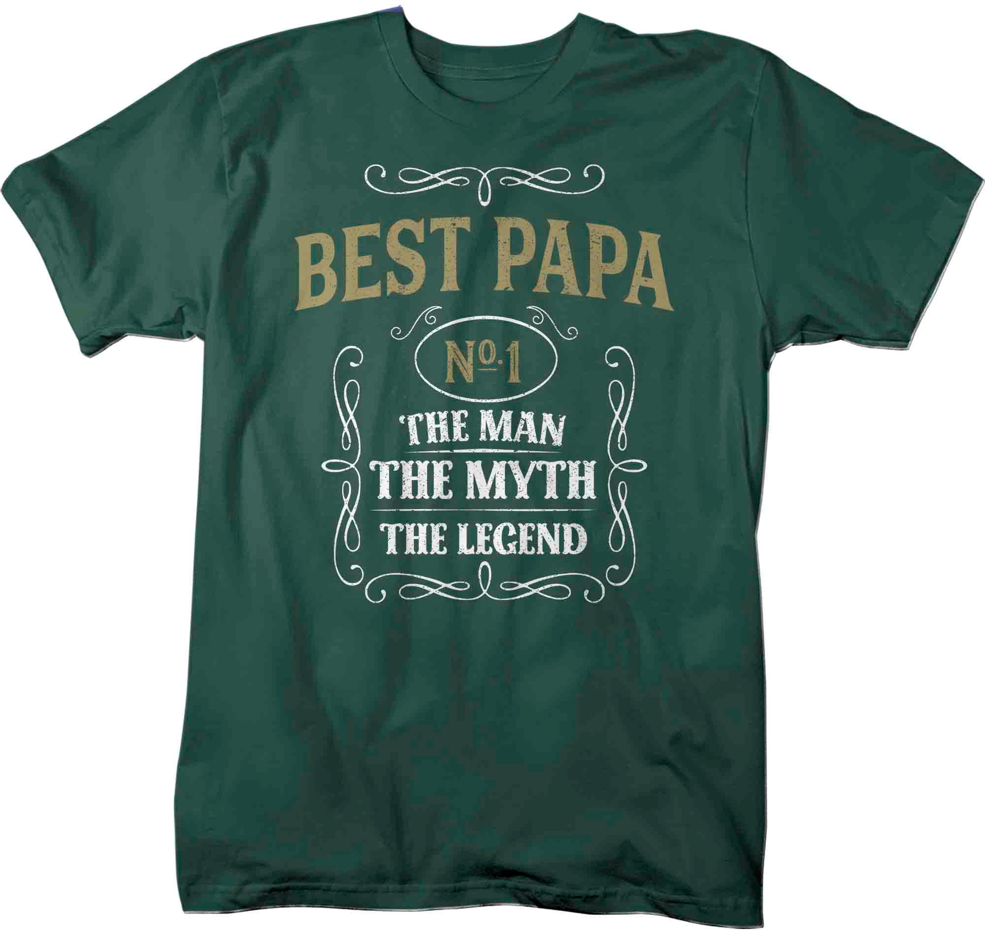 Men's Best Papa Shirt Vintage Tee Classic Whiskey Man Myth Shirt Father's Day Gift Idea Shir