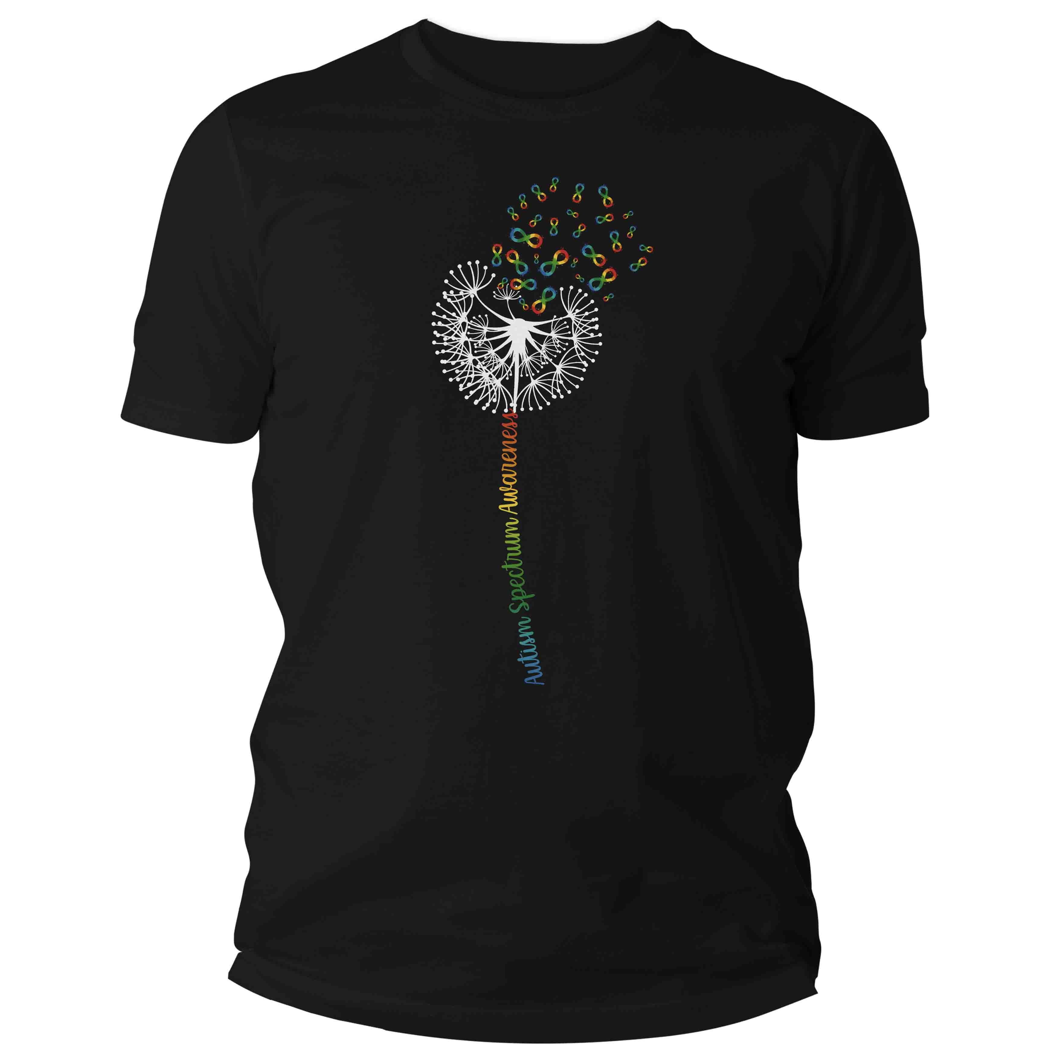 Men's Autism Shirt Dandelion Spectrum Support T Shirt Vintage Infinity Rainbow Gift Graphic Tee 