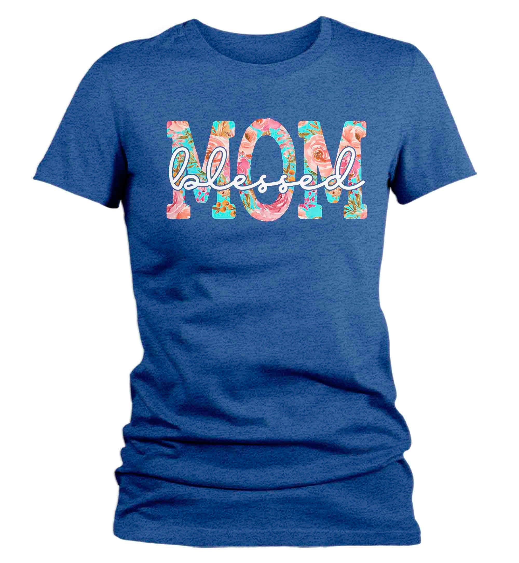 Women's Blessed Mom Shirt Mother's Day Gift Shirt For Mom Floral Southern Charm Tee Gift For