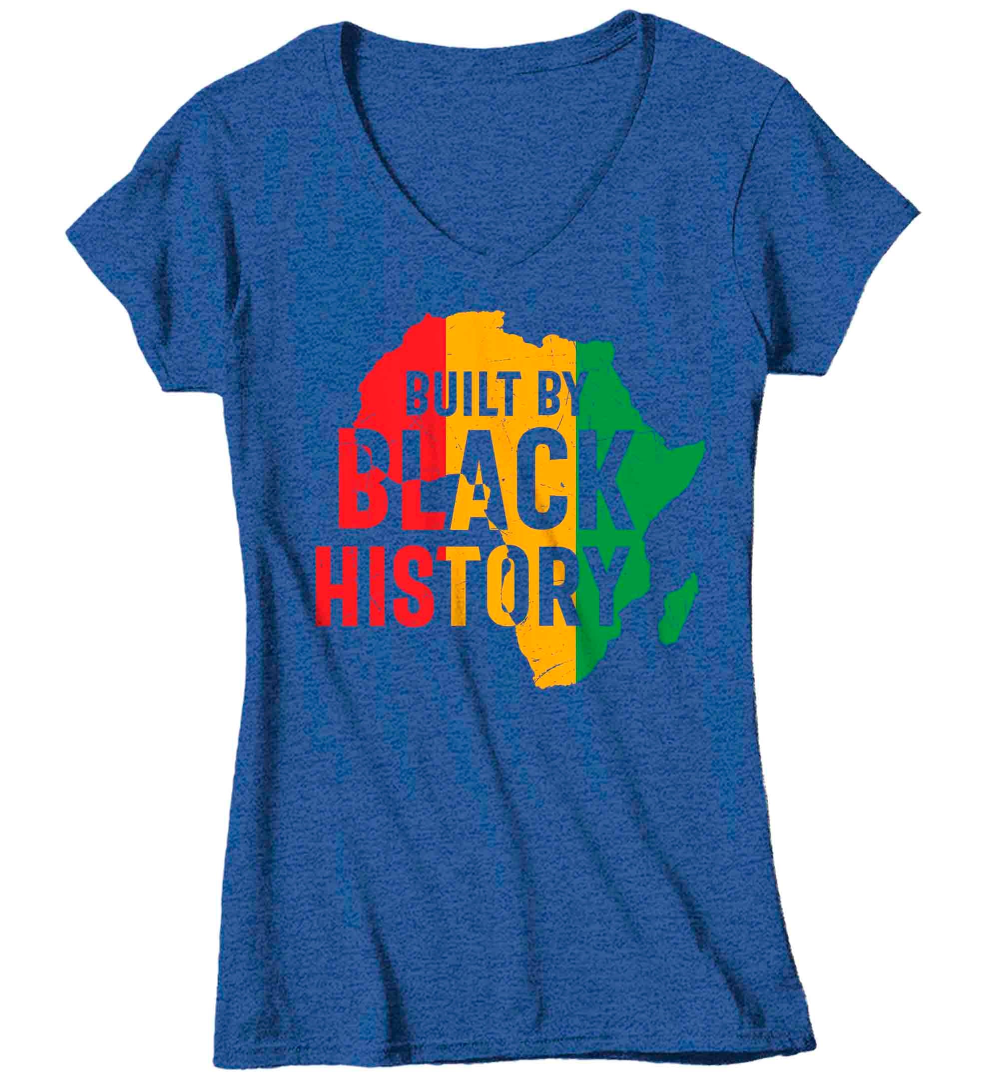 Women's V-Neck Black History Shirt Built By Africa T Shirt Juneteenth Tee African American Slave