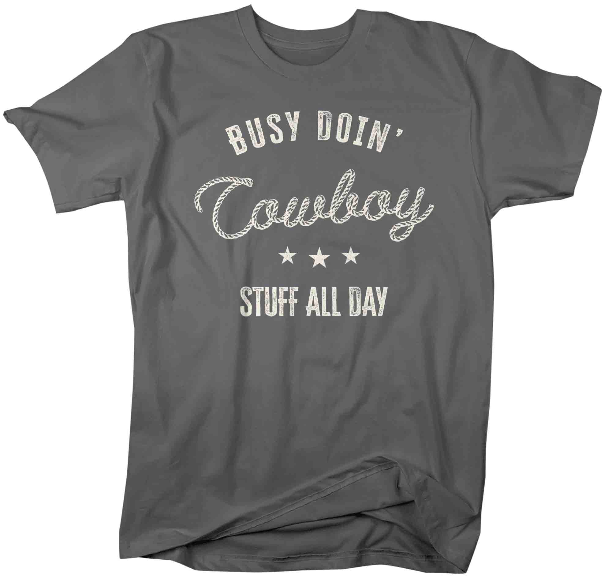 Men's Rodeo T Shirt American Cowboy Shirts Busy Doin Cowboy Stuff All Day Western Graphic Tee So