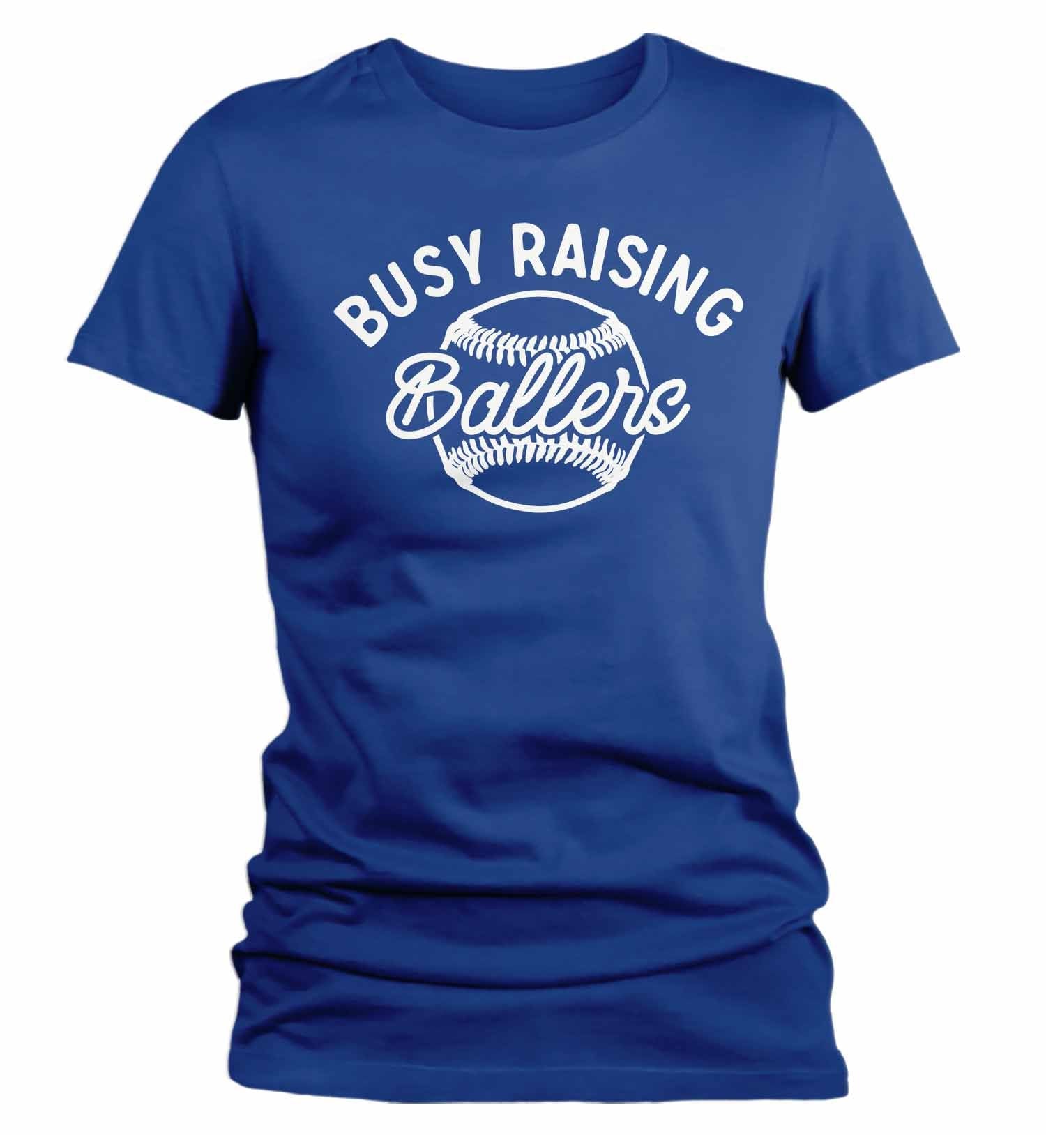 Women's Funny Baseball Mom T Shirt Busy Raising Ballers Shirt Baseball Shirt Funny Ball Shirt Ba