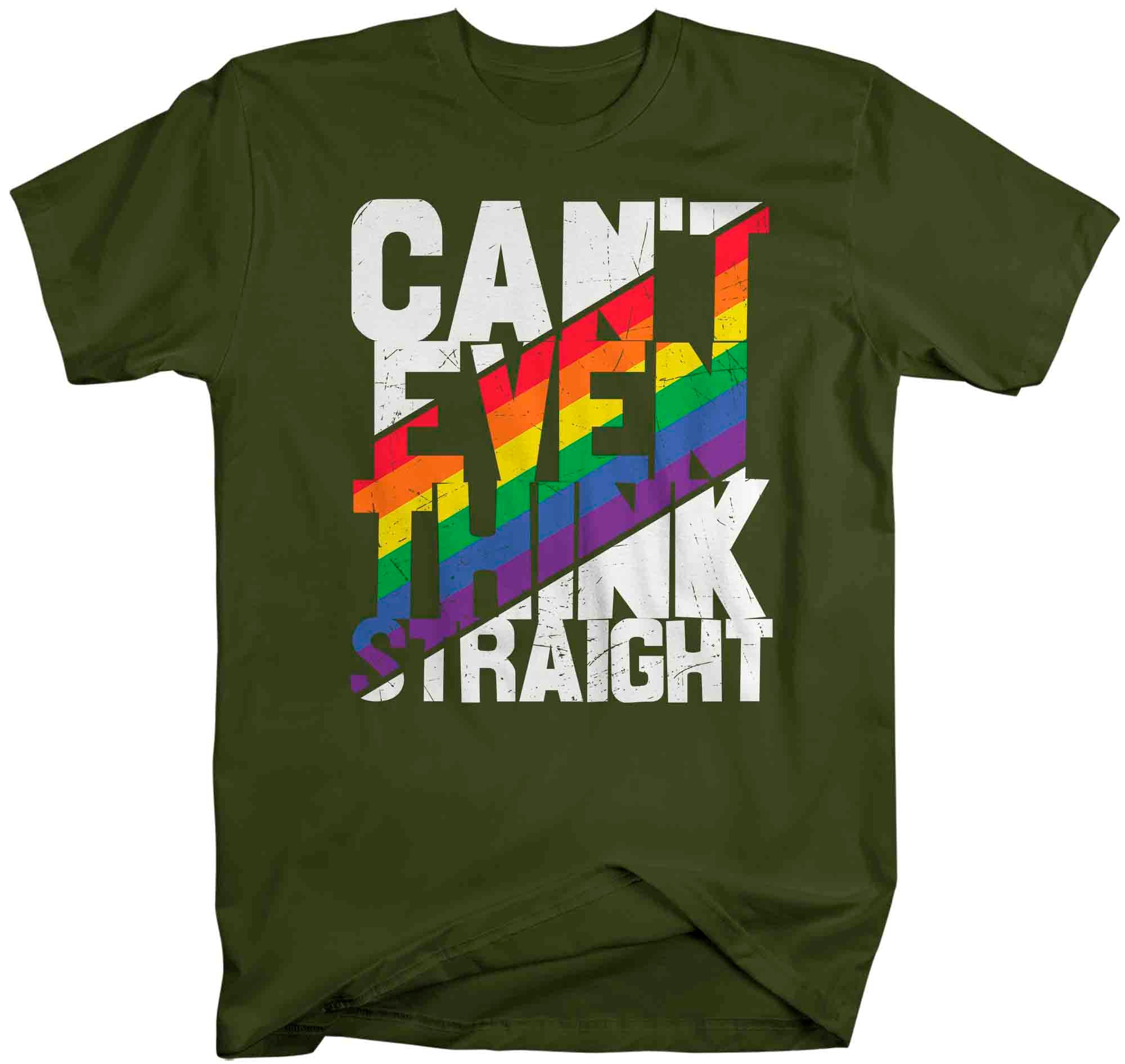 Men's Funny LGBTQ Shirt Can't Even Think Straight T Shirt Tee Lesbian Trans Bi Bisexual Gift